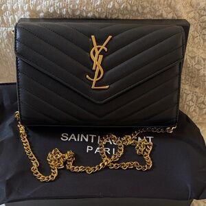 Saint Laurent Black Gold Chain Bag. With Box and Dust Bag